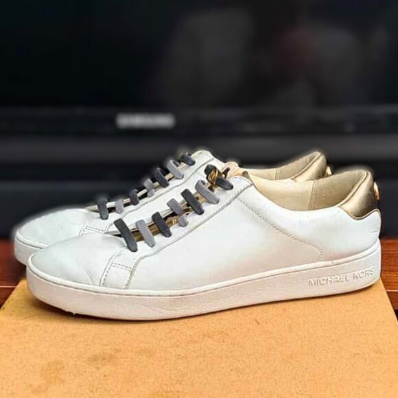 Michael Kors Genuine Leather Sneaker w/ No-Tie Elastic Shoelaces Accents - Picture 4 of 11
